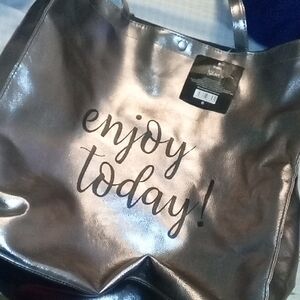 Silver Tote Bag with Inspirational Print
